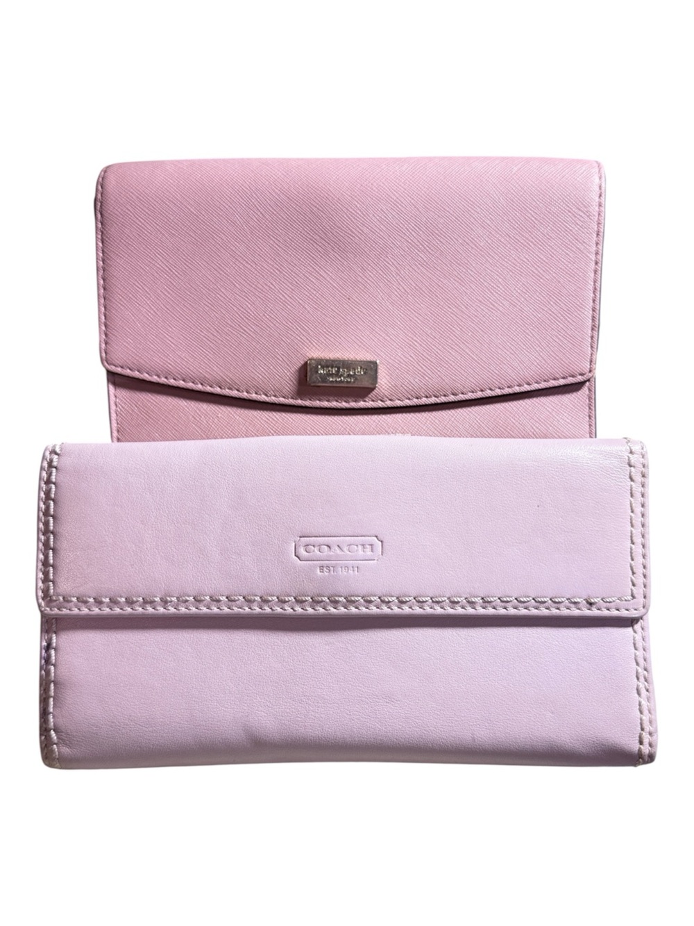 Two rehab wallets Kate Spade pink leather clutch/wallet & Coach pale pink wallet